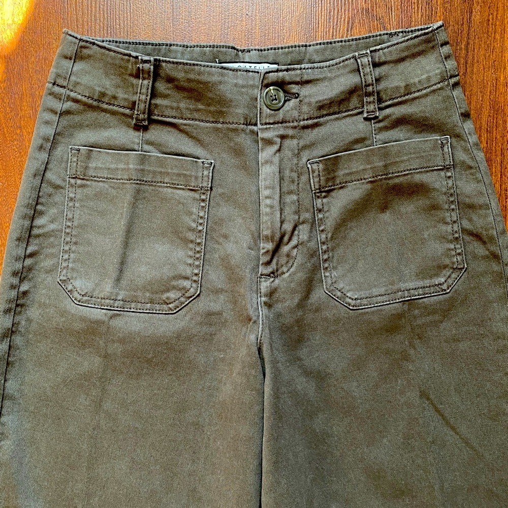 Women's Olive Wide-Leg Pants - Picture 3 of 6